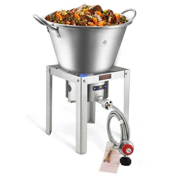 ARC Stainless Steel Mexican Cazo Para Carnitas With 55,000BTU Propane Burner Camping Stove,Outdoor Gas Stove Burner Cooker for Cooking for Turkey Fry,Homebrewing,Seafood Boiling