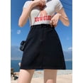 thumbnail image 5 of White High-Waisted A-Line Denim Mini Skirt For Women, Casual Summer Style, 5 of 6