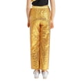 thumbnail image 4 of Jhaoyu Kids Girls Glitter Sequin Elastic Waist Bell Bottom Pants Hip Hop Performance Disco Party Gold 10, 4 of 7