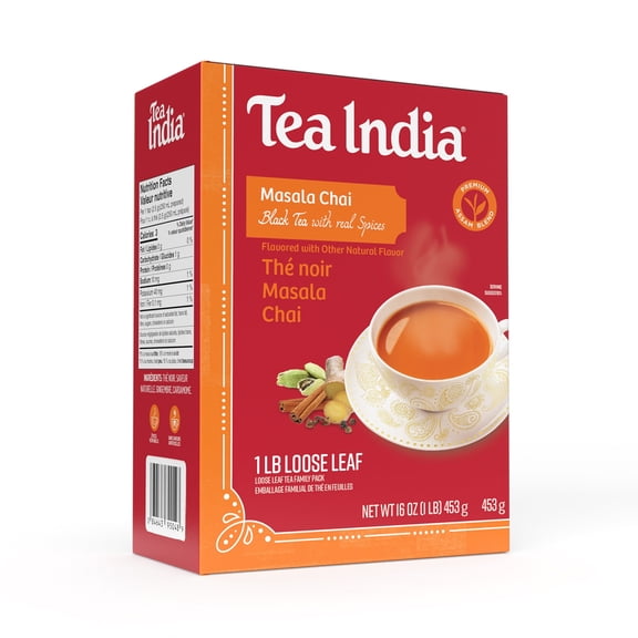 Tea India Masala Loose Leaf Chai Tea Flavorful Blend Of Black Tea & Natural Ingredients Strong Full-Bodied Traditional Indian Caffeinated Tea 1LB