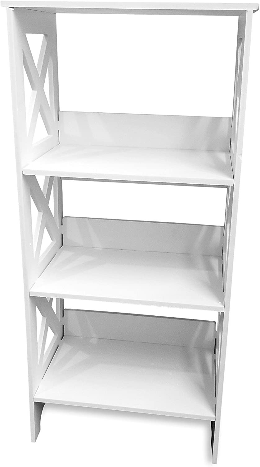 White Storage Shelves unit Self Standing Great for books and More Decorative Design Easy to set