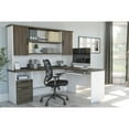 thumbnail image 3 of Bestar Norma L Shaped Computer Desk with Hutch in Walnut Gray and White, 3 of 5