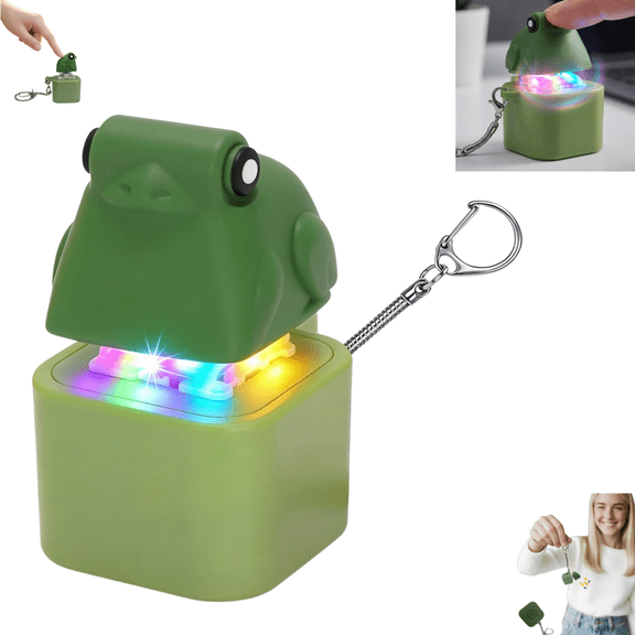 Frog Fidget Clicker Keychain Toy with Colorful LED Light & Sound, Portable Stress Relief Clicking Toy for Daily Entertainment