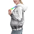 thumbnail image 2 of Daiia Cute Cat Meadow Sketch Pattern Women's Fashion Hoodies & Sweatshirts with Kangaroo Pocket Hooded Sweatshirt with Eye-catching Drawstrings-Large, 2 of 7