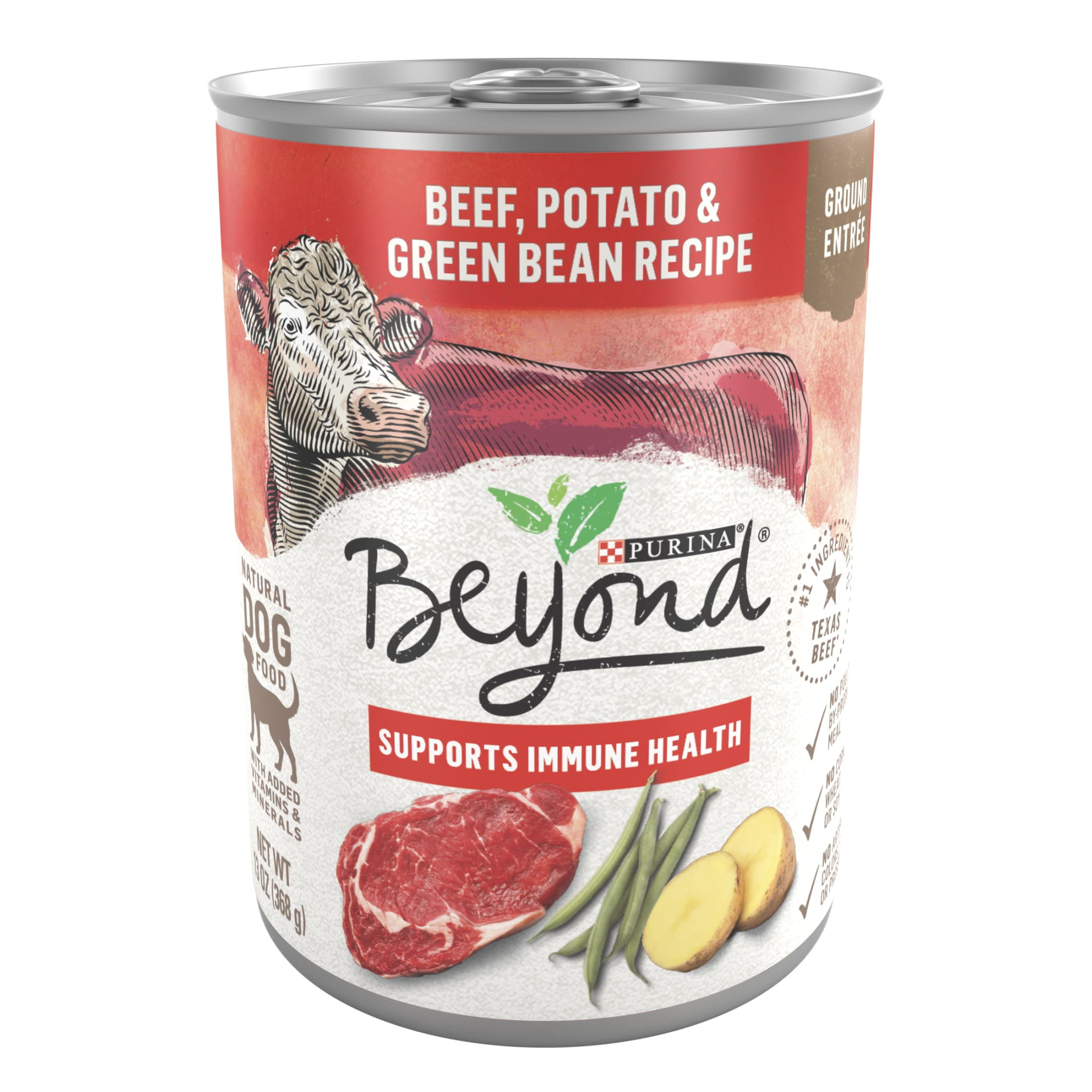 (12 pack) Purina Beyond Immune Health Wet Dog Food High Protein Ground Entree Beef & Potato, 13 oz Can
