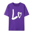 thumbnail image 5 of Purple Tank Tops for Women, Short Sleeve Women'S Novelty T-Shirts, Valentine's Day Polyester Womens Fashion Tops, Men And Women With Valentine's Day Love Printed Couple T Shirt Top, 5 of 6