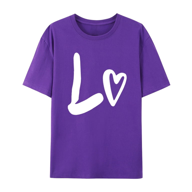 Purple Teacher Shirt, Short Sleeve Beach Tshirt, Valentine's Day