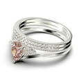 thumbnail image 4 of Gorgeous Minimalist 2.25 Carat Pear Cut Morganite And Diamond Moissanite Unique Engagement Ring, Affordable Wedding Ring, Two Matching Band in 925 Sterling Silver With 18k White Gold Plating, 4 of 4