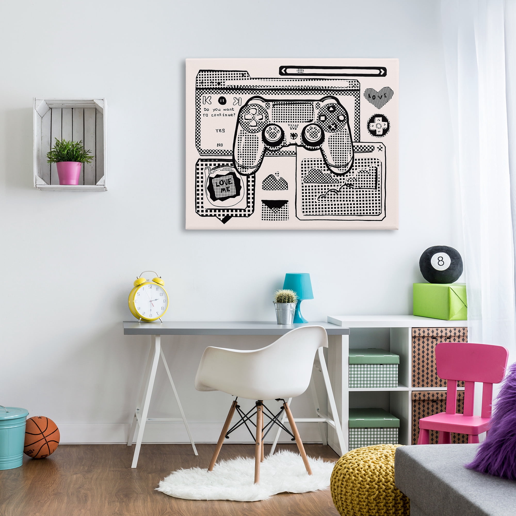 Stupell Industries Retro Gamer Collage Typography Painting Gallery Wrapped Canvas Art Print Wall Art, 48 x 36