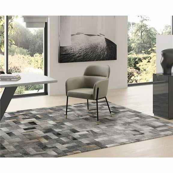 Whiteline DAC1842P-LGRY Faux Leather Modern Living Heidi Dining Armchair, Light Grey