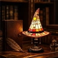 thumbnail image 3 of Vintage Stained Glass Table Lamp with Decorative Sun and Star Patterns, USB Powered Resin Base for Bedroom, Living Room, and Interior Decor, 3 of 5