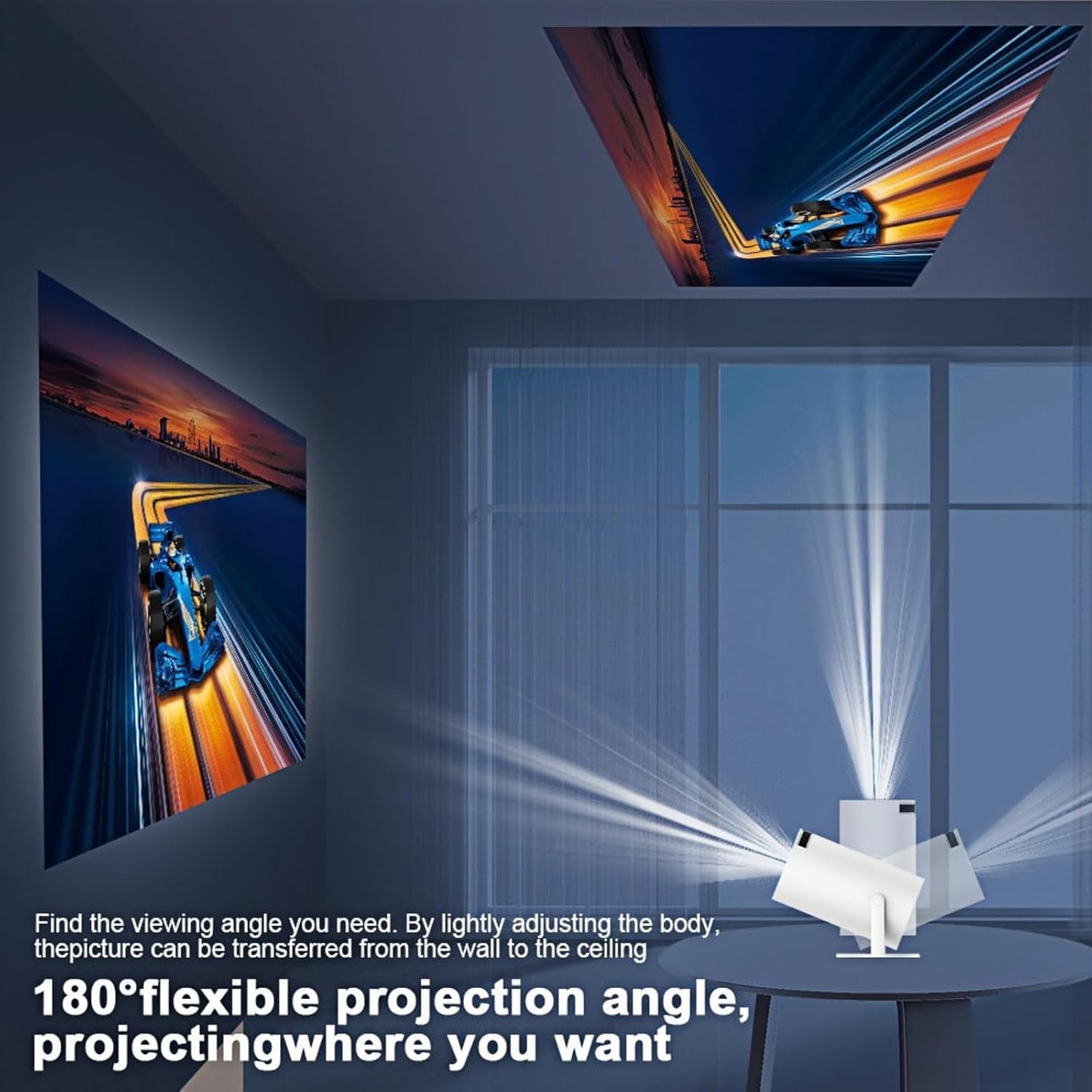 Uberwith Projector, Arcade Vision Retro Projector, Console Projector with Retro Games, Retro Console Projector, Smart Projector with Built in Apps for Indoor and Outdoor (Style B)