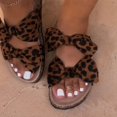 thumbnail image 3 of Women Sandals Leopard Print Bowknot Flat Sandals Summer Sandals Beach Slippers, 3 of 6