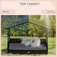 thumbnail image 6 of PawHut Wicker Dog House Elevated Raised Rattan Bed for Indoor/Outdoor with Removable Cushion Lounge, Gray, 6 of 10