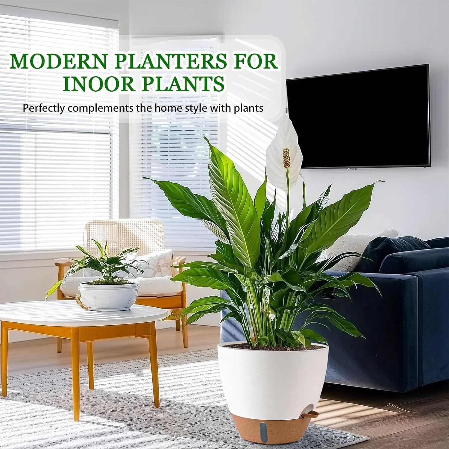Self watering flower pot, suitable for indoor/outdoor plants with drainage holes and modern decorative flower pots. Different colors and specifications to choose from
