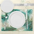 thumbnail image 3 of Ambesonne Teal Place Mats Set of 4, Greenery Marble Print Leaves, Standard Size, Dark Seafoam Dark Khaki, 3 of 5