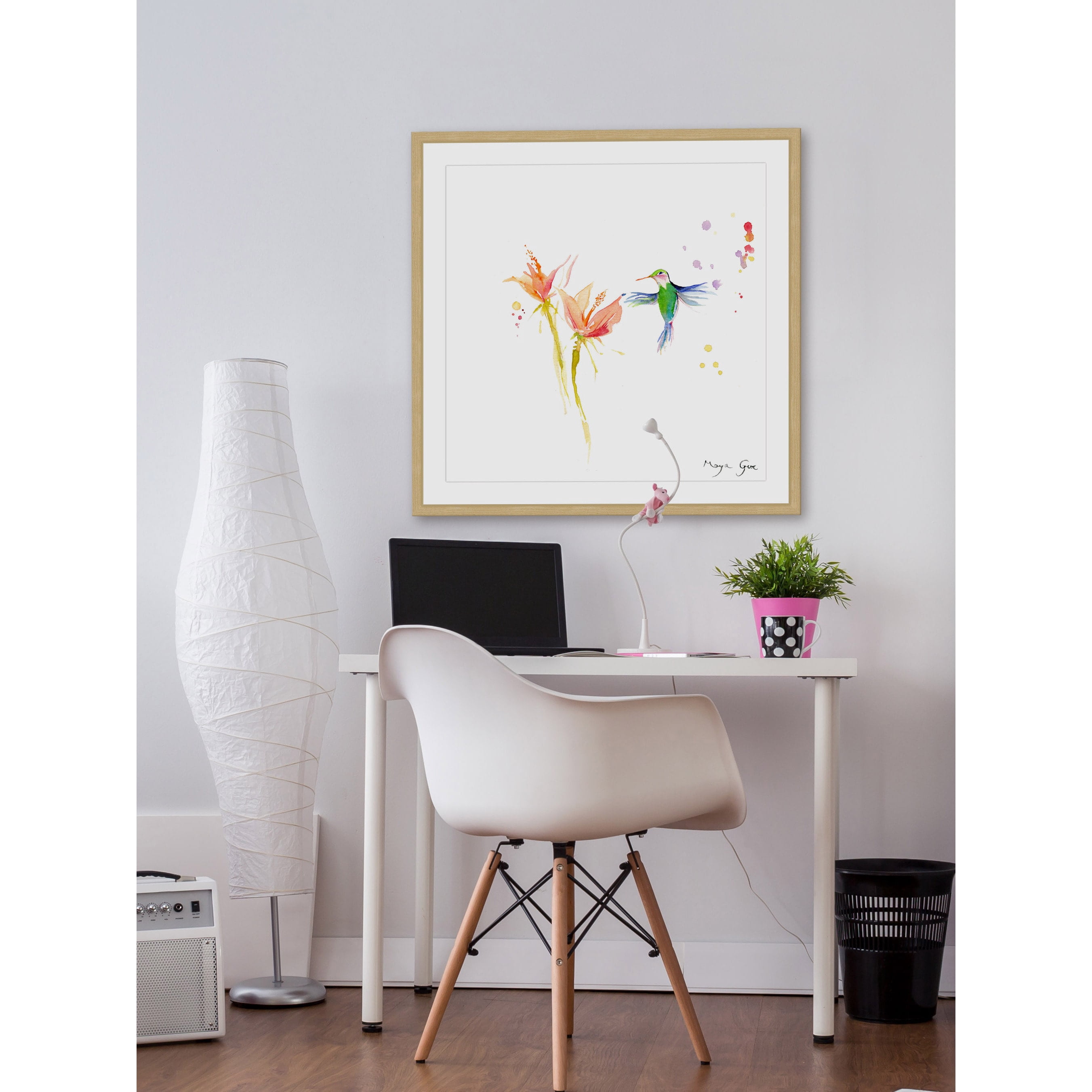 Marmont Hill "Green Hummingbird" by Maya Gur Framed Painting Print