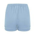 thumbnail image 4 of ZQUUVOU Women's Shorts Solid Color Drawstring Elastic Wide Leg Pocket Casual Shorts(Light Blue,2XL), 4 of 4