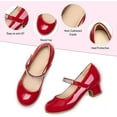 thumbnail image 3 of Kushyshoo Girl Mary Jane Shoes Low Heel Rhinestones Princess Flats Red Dress Pump Shoes for Little Kid Size 13, 3 of 6