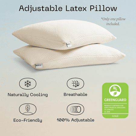 Coop Home Goods Adjustable Latex Pillow King, with Talalay Latex & Microfiber Fill, Naturally Cooling, Eco-Friendly, Medium Firm Pillow for Back, Stomach or Side Sleepers