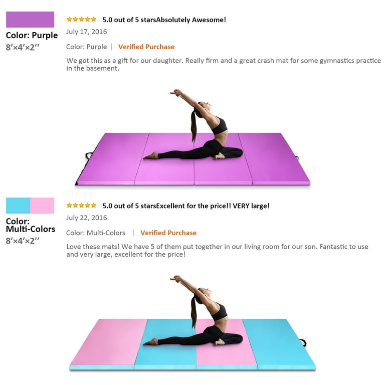 Costway 8 x 4 x 2 Folding Gymnastics Tumbling Gym Mat Stretching Yoga Purple Walmart