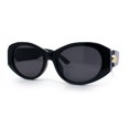 thumbnail image 4 of Womens Oversized Oval Mod Luxury Fashion Plastic Sunglasses All Black, 4 of 8