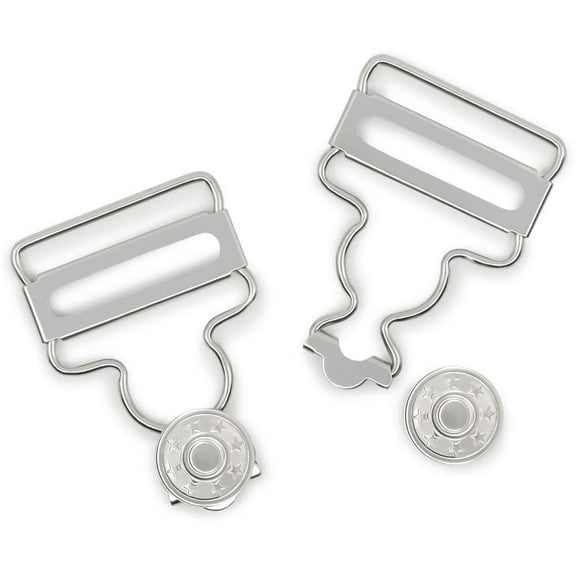 2pk Overall Buckles w/ No-Sew Buttons (1in) - Nickel