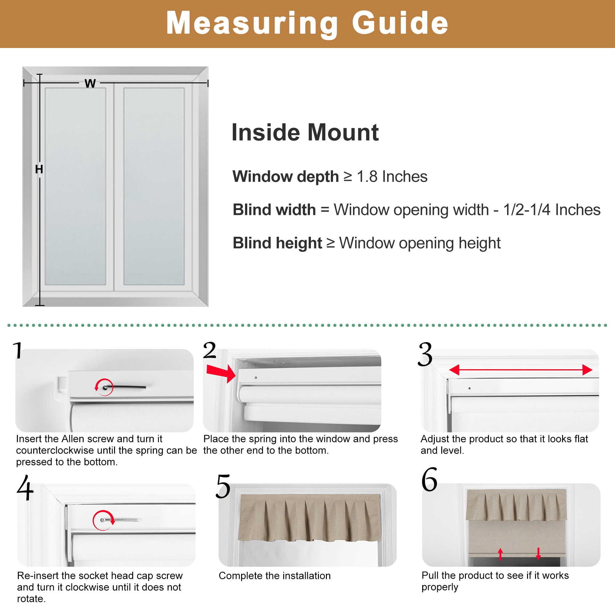 BERISSA No Drill Blinds for Indoor Windows, Blackout Roller Shade With Valance, Room Darkening Noise Reduction Thermal Insulation Roller Blinds for Office and Home,Easy to Install,46"W X 48"H,Brown