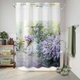 thumbnail image 6 of No Hook Shower Curtain, Purple Lavender Shower Curtains for Bathroom with See Through Top Window, Green Leaves Spring Bike Botanical Waterproof & Washable Bath Curtain 60"x72", 6 of 9