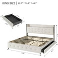 thumbnail image 4 of Garvee King Bed Frame with 4 Storage Drawers & Charging Station, Velvet Upholstered Platform Bed Frame with Storage Headboard, No Box Spring Needed, 1000lbs Support, Beige, 4 of 9