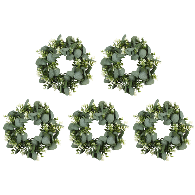 5 uds 33cm corona Artificial flores realistas corona de eucalipto verde para niños adultos