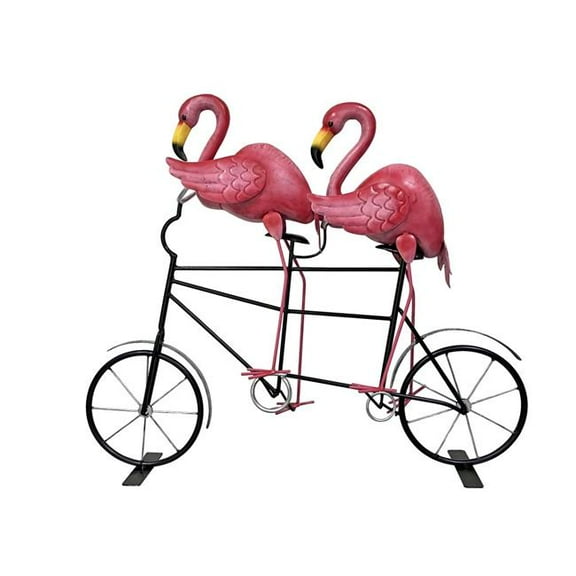 Continental Art Center 24880 Tandem Riding Flamingos Bicycle Garden Statue Outdoor Yard Art Animal Sculpture Decoration