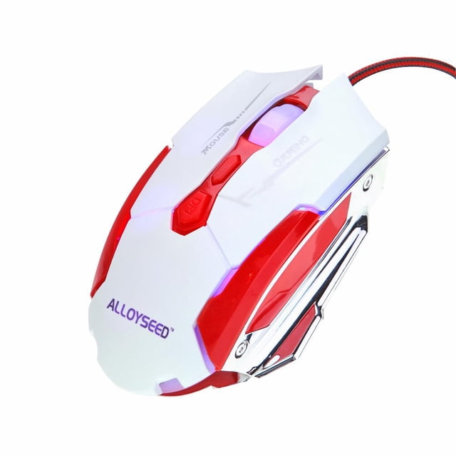 ALLOYSEED K1015 Ratón para juegos con cable USB Transmisión rápida 7 botones (Rojo) Tmvgtek Componentes de Computadoras