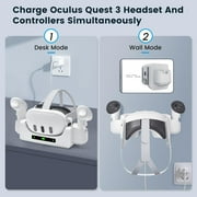 Prociv Charging Dock for Oculus/Meta Quest 3,Charging Stand for Meta Quest 3 Controller and Headset with 2 Rechergeable Batteries,Battery Cover|Wall Mount Charging Dock Station for Quest 3,Dual-Use