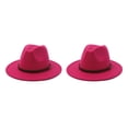thumbnail image 4 of Minnieouse Sombreros con hebilla de cinturón, gorros de ala ancha para otoño e invierno, gorros de lana cálidos para mujer, vaquero, niños, Rosa roja 58cm 2piezas, 4 of 6