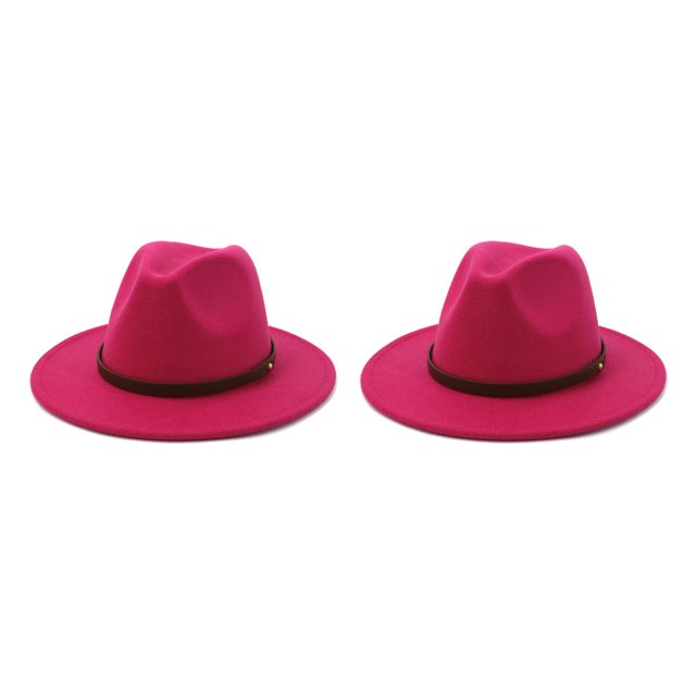 Qarigey Sombrero con hebilla de cinturón Otoño Invierno moda sólido ala ancha gorras cálido lana vaquero al aire libre boda iglesia Type9 NO9