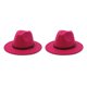 thumbnail image 3 of Qarigey Sombrero con hebilla de cinturón, gorros de ala ancha para otoño e invierno, gorros de lana cálidos para mujer, vaquero, niños, Rosa roja 58cm 2piezas, 3 of 6