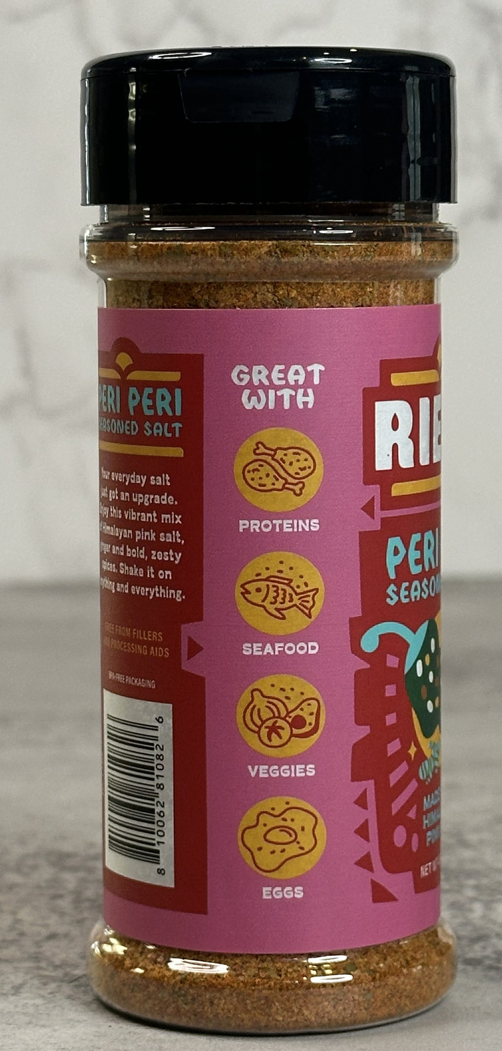 Riega Peri Peri Himalayan Pink Seasoned Salt Shaker, 4.9 oz, No Artificial Ingredients, Vegan