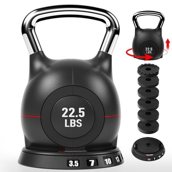 TLGREEN Adjustable Kettlebell Set- 7 Weights (22.5lb), Quick-Change Weight Dial and Weight Plate Safety Lock, for Full-Body Workout & Cross-Training