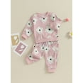 thumbnail image 3 of Wassery Kids Girl Fall Outfits 3M 6M 12M 18M 24M 3T 4T Toddler Girl Floral Print Long Sleeve Round Neck Sweatshirt Long Pants Set 2 Piece Autumn Clothing for Newborn Girl, 3 of 8