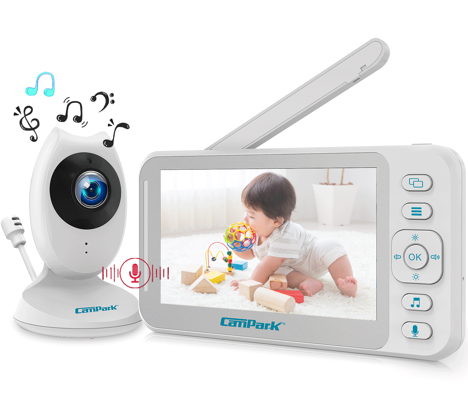CAMPARK Video Baby Monitor with Camera and Audio, 4.3'' Display with