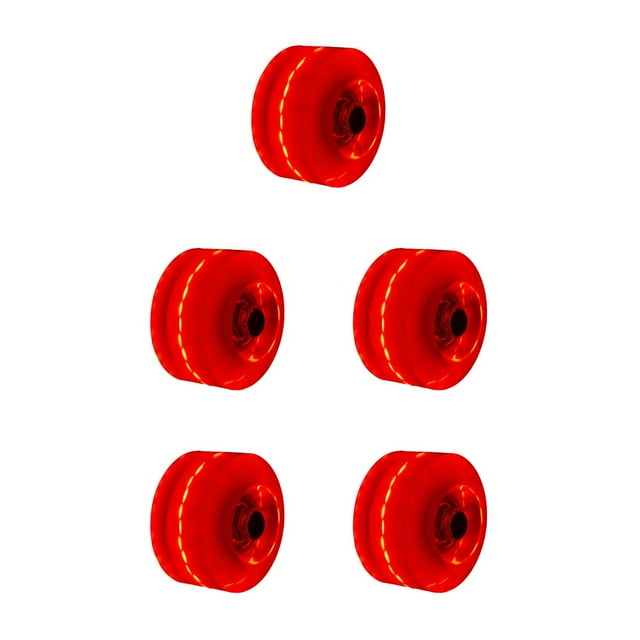 Toystoory Light Up Quad Roller Ruedas de skate impermeables que reducen la fricción Rueda de doble liviana Alta dureza al aire libre Rojo Type2 NO2