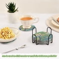 thumbnail image 5 of Yayeee 6 PCS Drink Coasters with Holder Set Woven Absorbent Round Tabletop Hot Pad, Beige Tree, 5 of 7