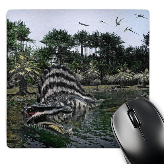 3dRose, Spinosaurus Dinosaur in a primitive swampy river setting, MousePad