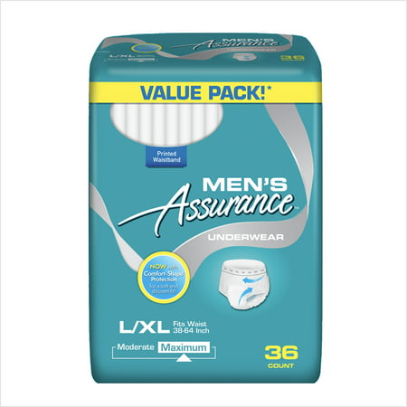 Assurance Incontinence Underwear for Men, Maximum, L/XL, 36 Ct ...