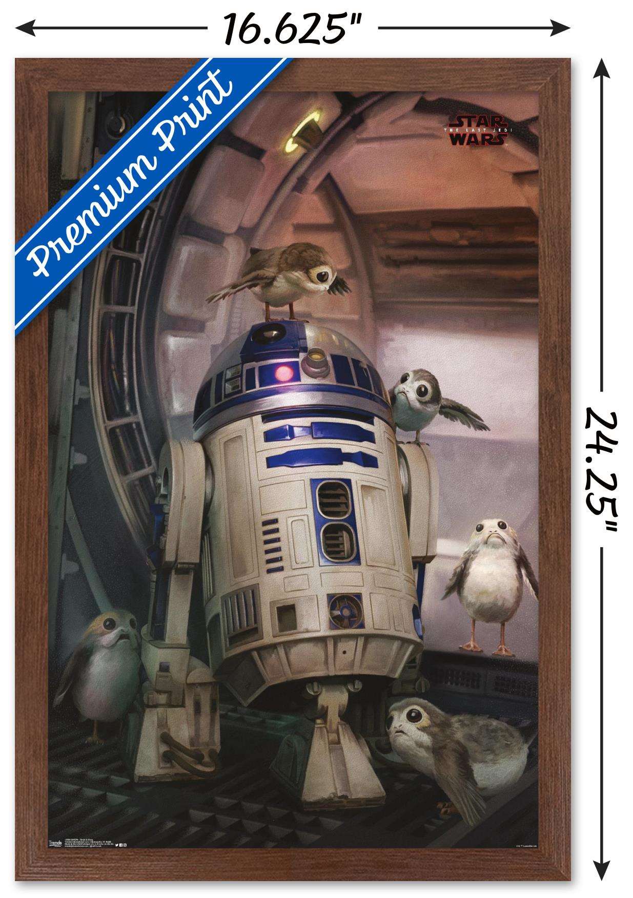 Star Wars: The Last Jedi - Droid And Porg Wall Poster, 14.725" x 22.375", Framed