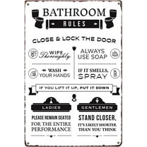 Rustic Bathroom Rules Sign Vintage Bath Metal Wall Art Farmhouse Restroom Wall Decor Toilet Decorations 8X12Inch
