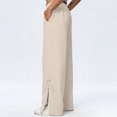thumbnail image 4 of Babcutegg Linen Pants for Women Casual Fashion High Waist Straight Leg Soild Color Cotton Linen Womens Summer Clothes Beige Size 2XL, 4 of 8