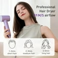 thumbnail image 6 of BERGUF Low Noise Thermo Control Hairdryer, 150000 RPM Professional High-Speed Blow Dryer 500 Millions Negative Ionic Care Hair Dryer with Magnetic Diffuser, Nozzle and Holder Wall Mounted (Purple), 6 of 8