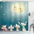 thumbnail image 1 of Fantasy Shower Curtain, Abstract Illustration of Mouse Crowd Greeting Happy Full Moon in a Starry Night, Fabric Bathroom Set with Hooks, 69W X 84L Inches Extra Long, Multicolor, by Ambesonne, 1 of 3